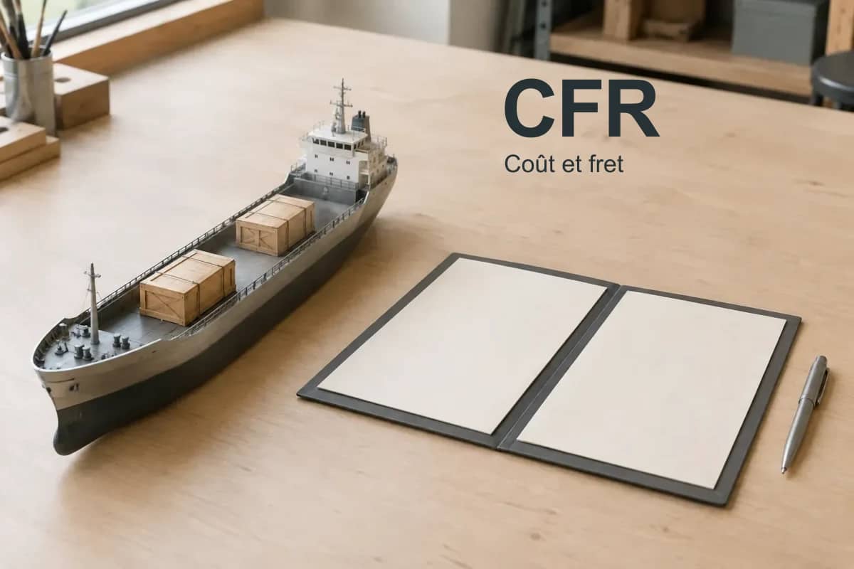CFR, coût et fret : un cargo miniature chargé et un dossier distinct pour l'assurance.