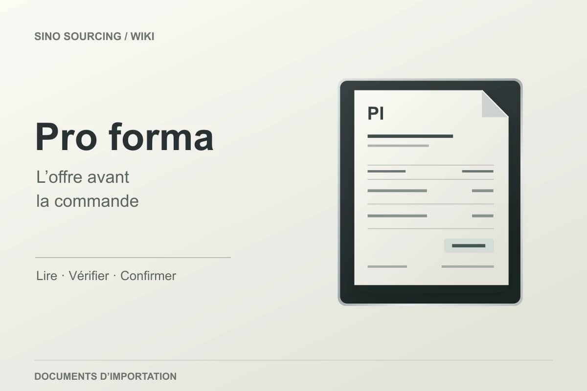 Pro forma : un document d’offre illustré sur un support graphite.