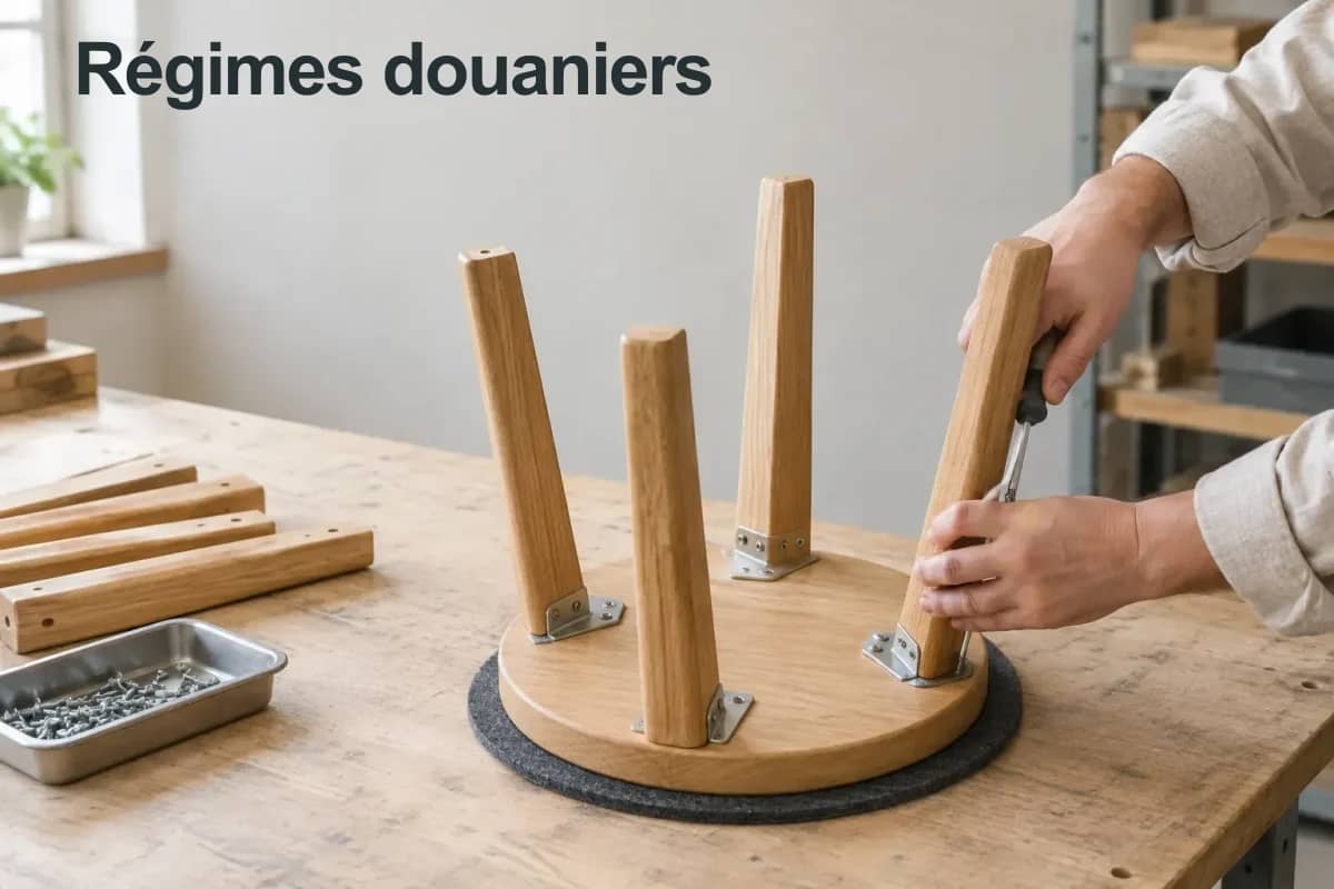 Régimes douaniers : illustration de l'assemblage de composants dans un atelier.