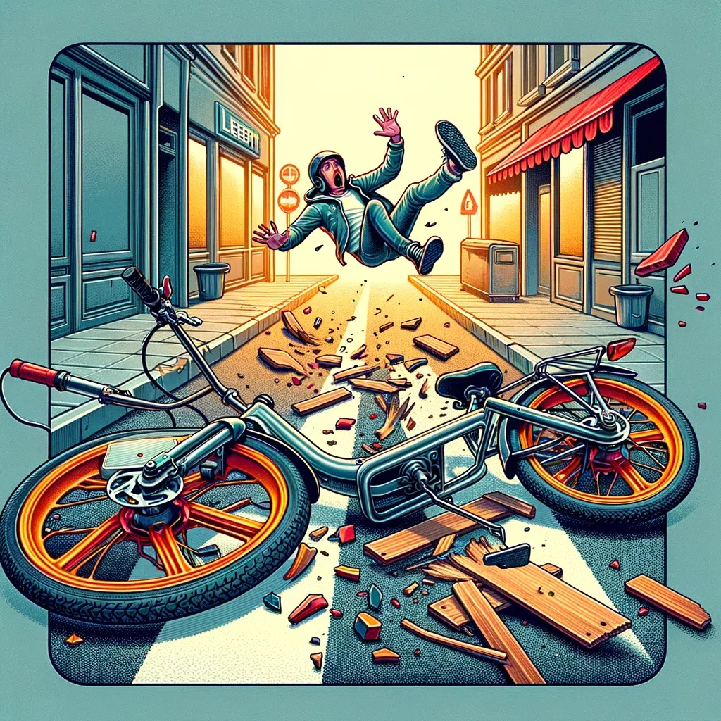 Illustration d'un homme tombant d'un vélo électrique d'un grossiste