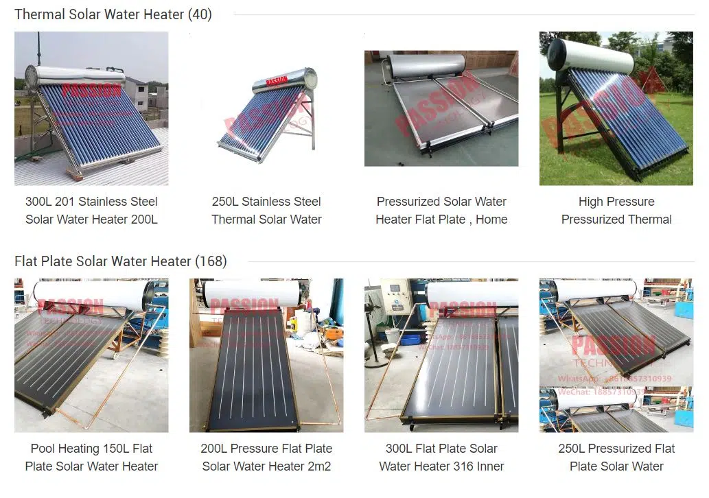 Jiaxing Passion, un fabricant fiable de chauffe-eau-solaire, propose une variété de différents types de chauffe-eau solaires.
