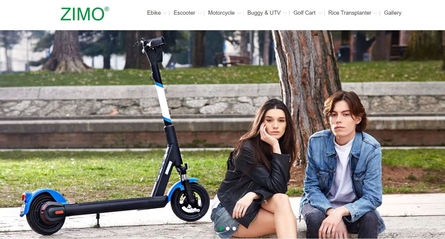Capture d'écran du site Zimo, qui est un fabricant de scooters électriques urbains basé en Chine.