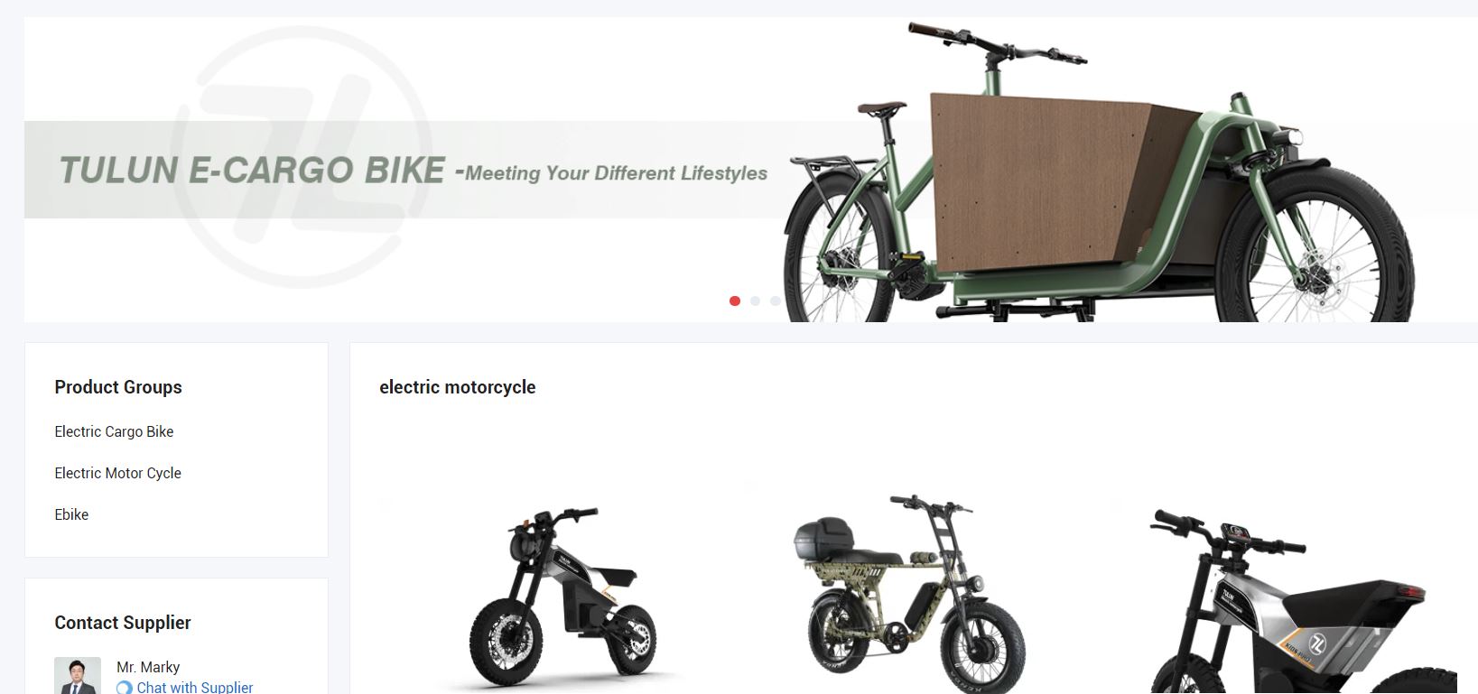 Site e-commerce de vélos cargo du fabricant velo cargo Tulune.