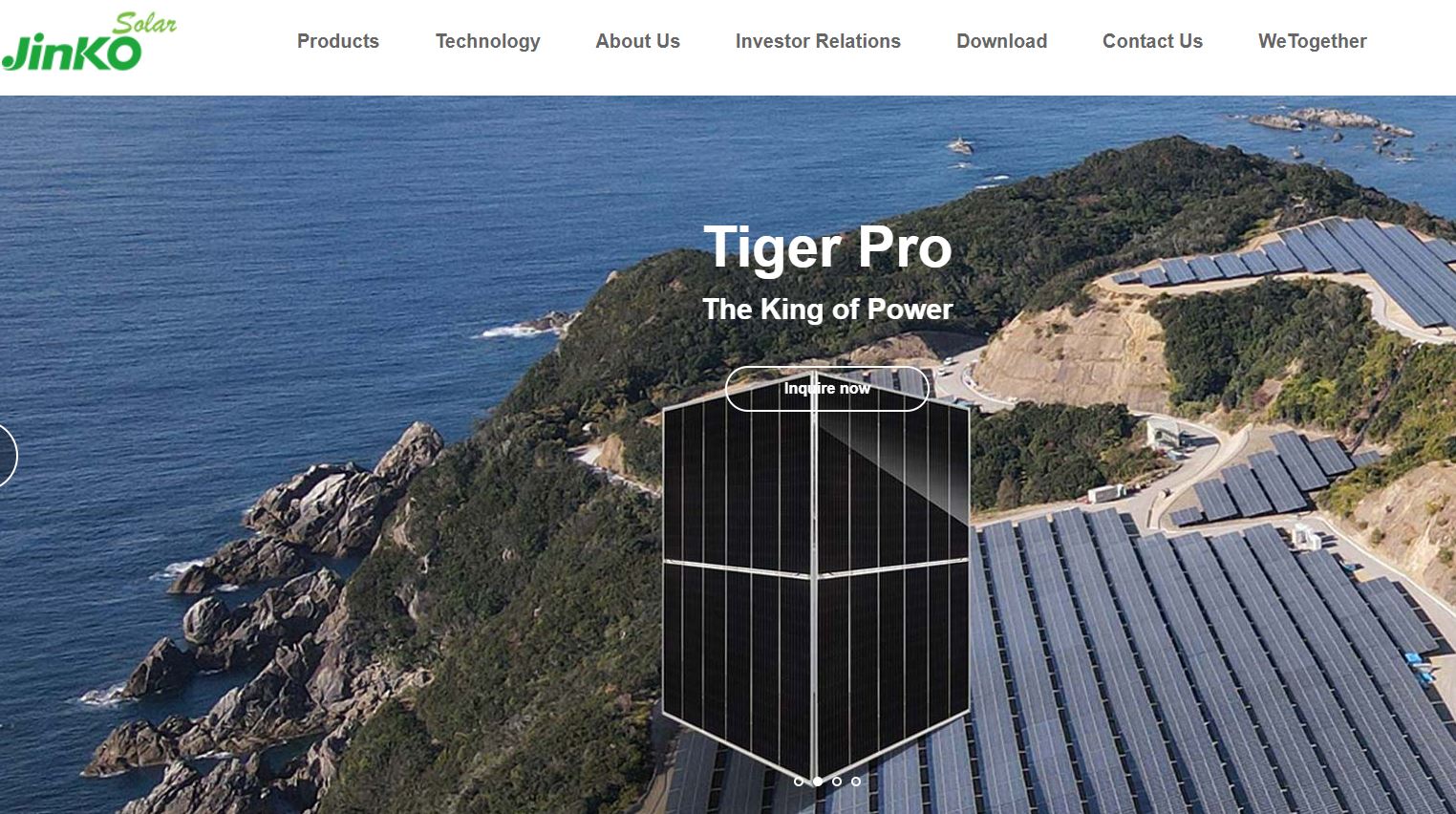 Site Web pour les panneaux solaires Tiger Pro.