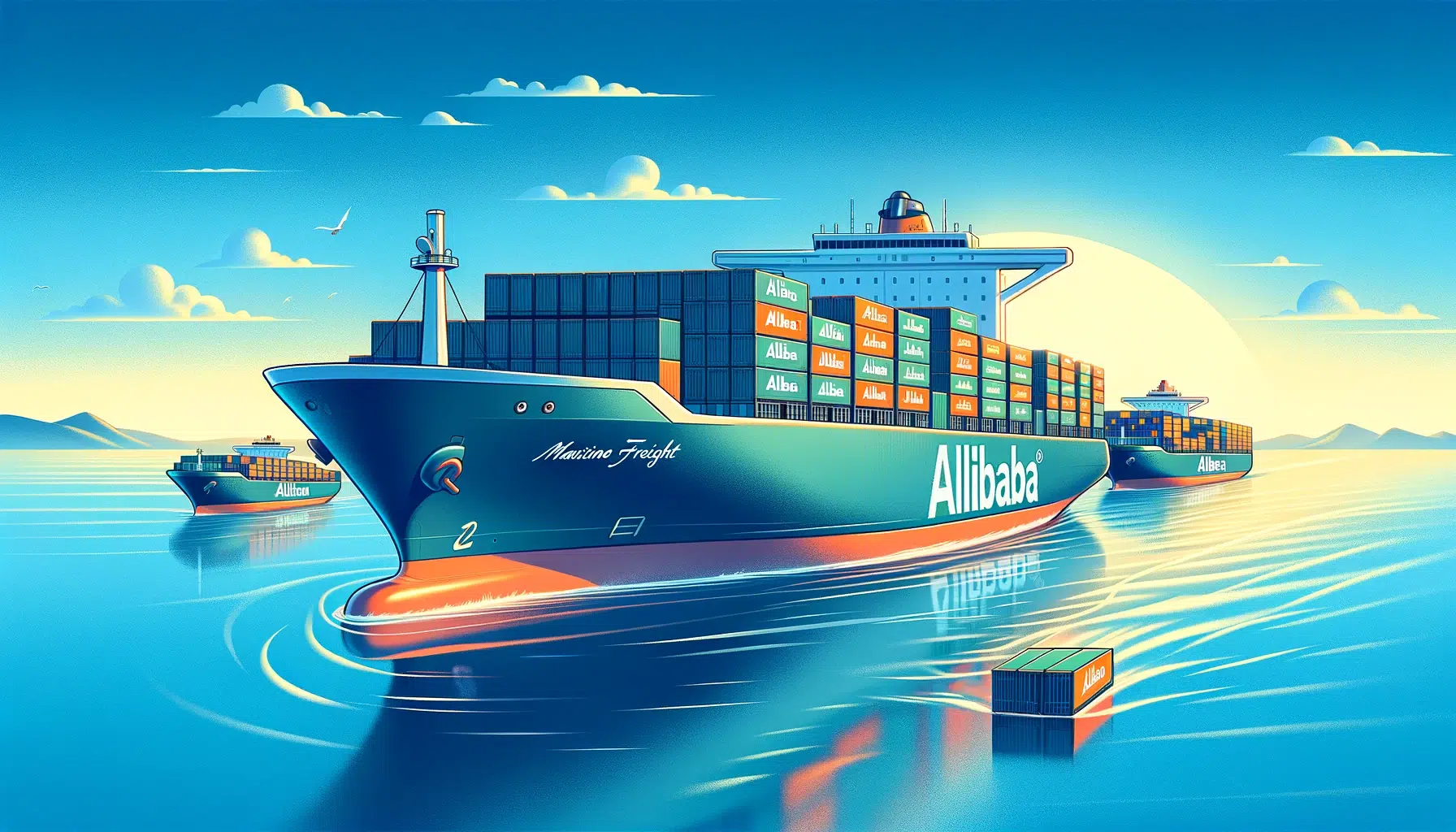 Un porte-conteneurs Alibaba réduisant les coûts de transport dans l’océan.